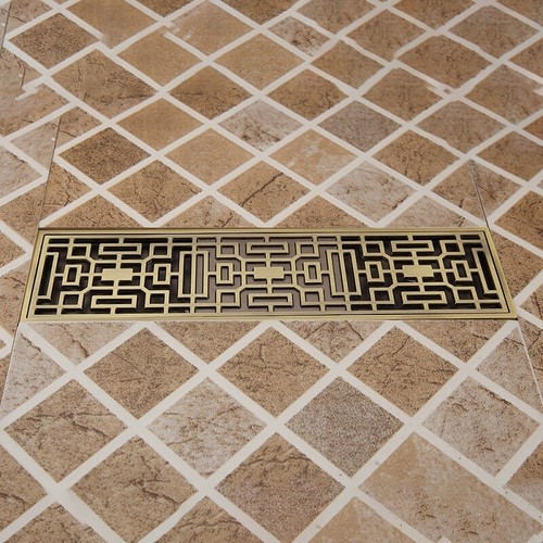 Bathroom Accessories Antique Brass Shower linear Rectangle Waste Floor Drain - Picture 7 of 8