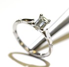 14k white gold Natural .70ct emerald cut fancy diamond GIA SI2 E engagement ring — photo 10