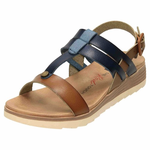 Charol Sandalias Xti T Bar Bajo Cuña 49845 Azul Zapatos De Punta Abierta  Peep Marrón Stud | eBay