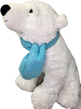 Aurora World Polar Bear Plush Blue Teal Scarf Stuffed Animal Toy 16" Wish