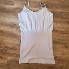 Womens Camisole Tank Top S Gray Adjustable Strap V-Neck Ribbed Pullover Cami