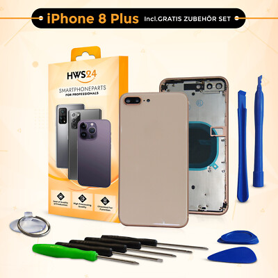 Backcover für iPhone 8 Plus Gold Gehäuse Rückseite Rahmen Glas Frame Housing