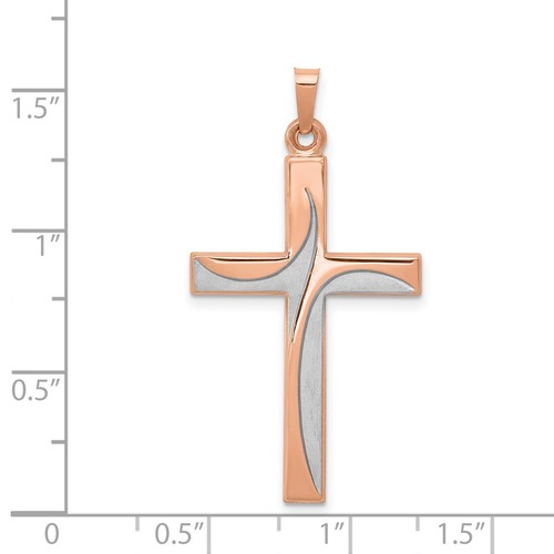 14k Rose Gold Latin Cross Charm Pendant - 第 3/7 張圖片