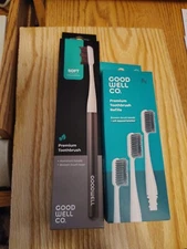 Goodwell Premium Aluminum Handle Toothbrush Soft Charcoal Bristles with Refills