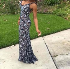 Beautiful Jovani Backless Gown, Size 12, Embellished Lace, Full Trumpet Flare.