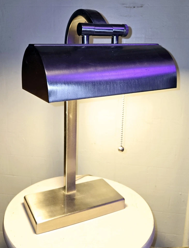 Piano Music Desk Bankers Lamp Adjustable Shade Stainless Steel Modern Works - Image 2 of 4