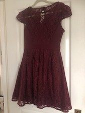 Lydia Bright Burgundy Lace Dress Size XS