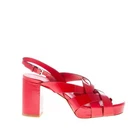 DEL CARLO women shoes Red patent leather slingback sandal made in Italy heel 8