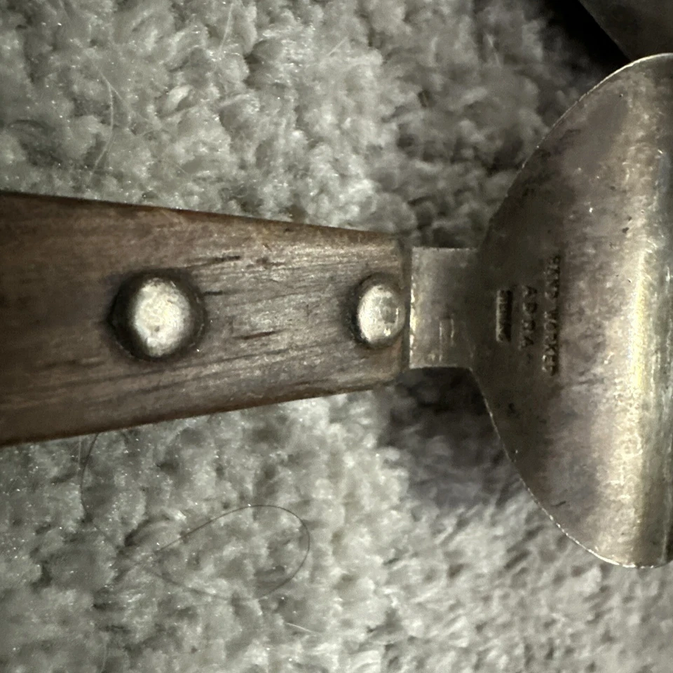 Vintage Adra Hand Worked Hand Hammered Sterling Fork & Spoon Wood Handle READ - Image 3 of 4