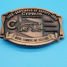 Hebilla de cinturón de mina a cielo abierto Cypress Sierrita Corporation 1993 premio de seguridad