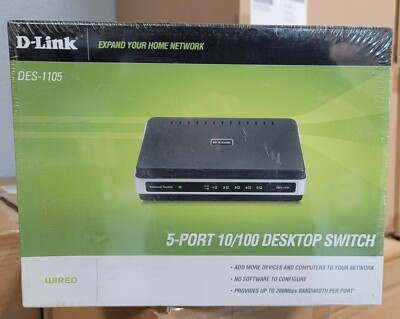 Brand new D-Link DES-1105 5 port 10/100 desktop switch factory sealed