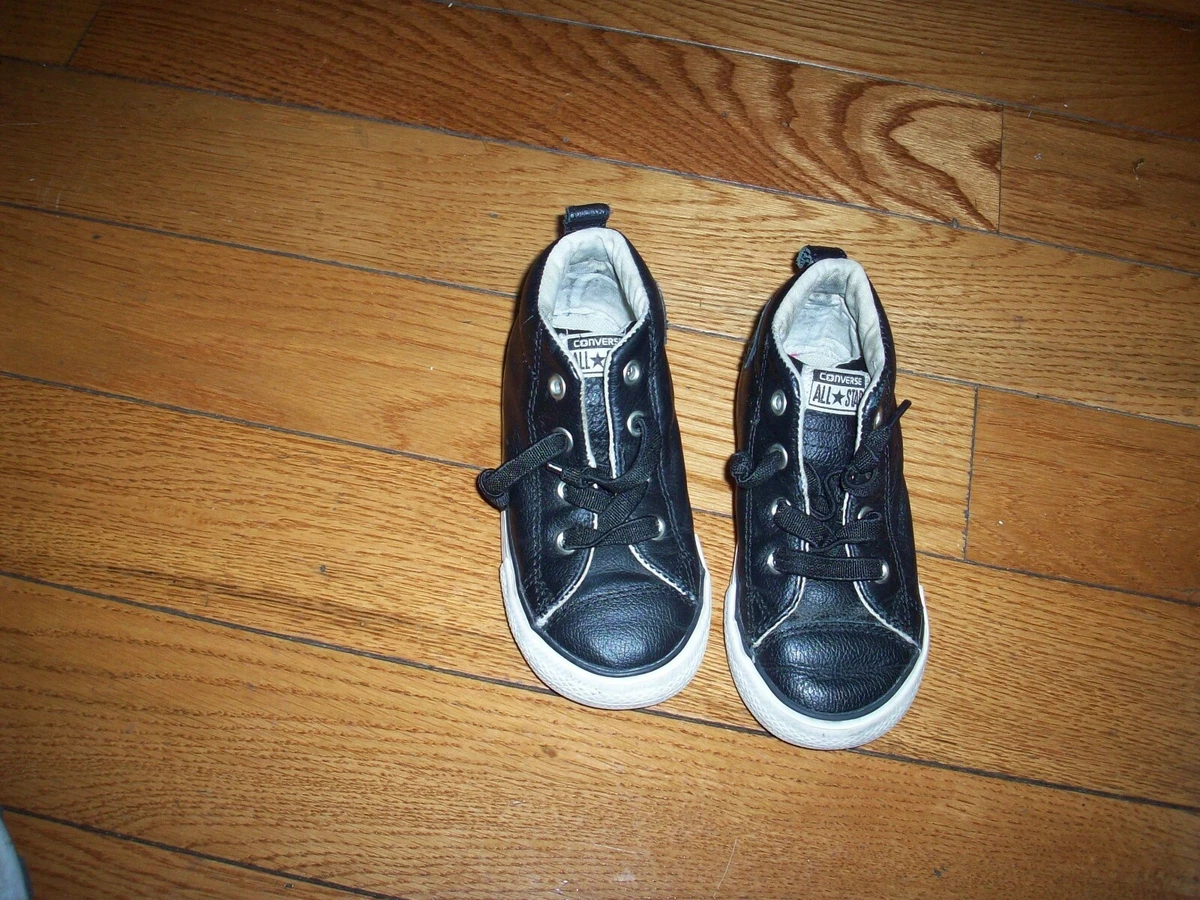 Infant black top leather converse