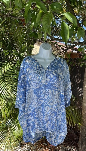 Etro Blue Paisley Print Beach Cover Up