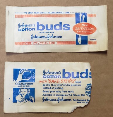 Vintage 1960 Johnson s Cotton Buds Johnson & Johnson Safe-Stems aka Q-Tips