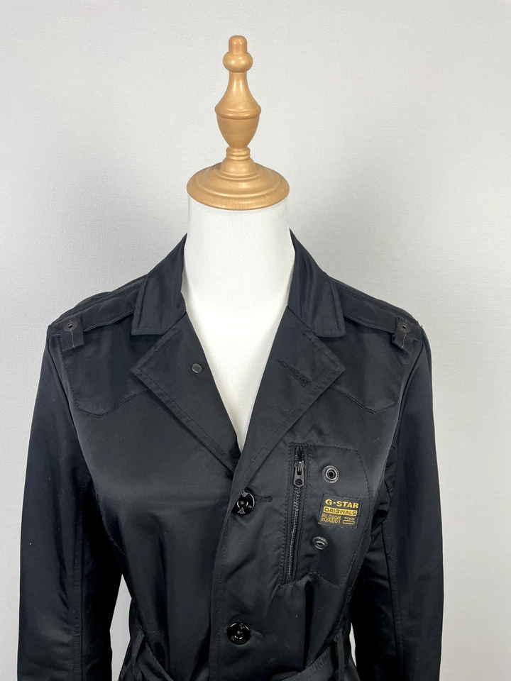 Trinchera para mujer G-Star negro crudo cuello en V botones cinturón opter talla M Foto 4 de 4