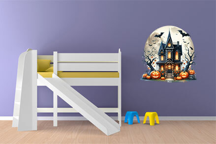 Bunte Halloween Spukhaus Wandkunst Schlafzimmer Wohnmobil Vinyl Aufkleber Aufkleber - Bild 3 von 7
