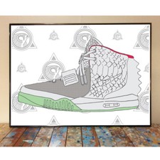 NIKE AIR YEEZY 2 PLATINUM GLOW KANYE WEST SNEAKER ART PRINT POSTER ADIDAS