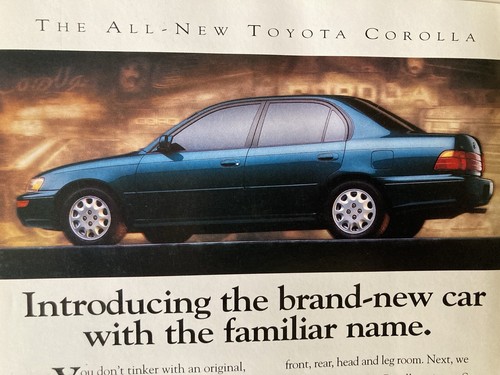 1993 Toyota Corolla Print Ad Introducing Familiar Name - Picture 2 of 2