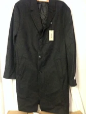 Kenneth Cole Slim-Fit Raburn Wool-Blend Charcoal Overcoat Mens 