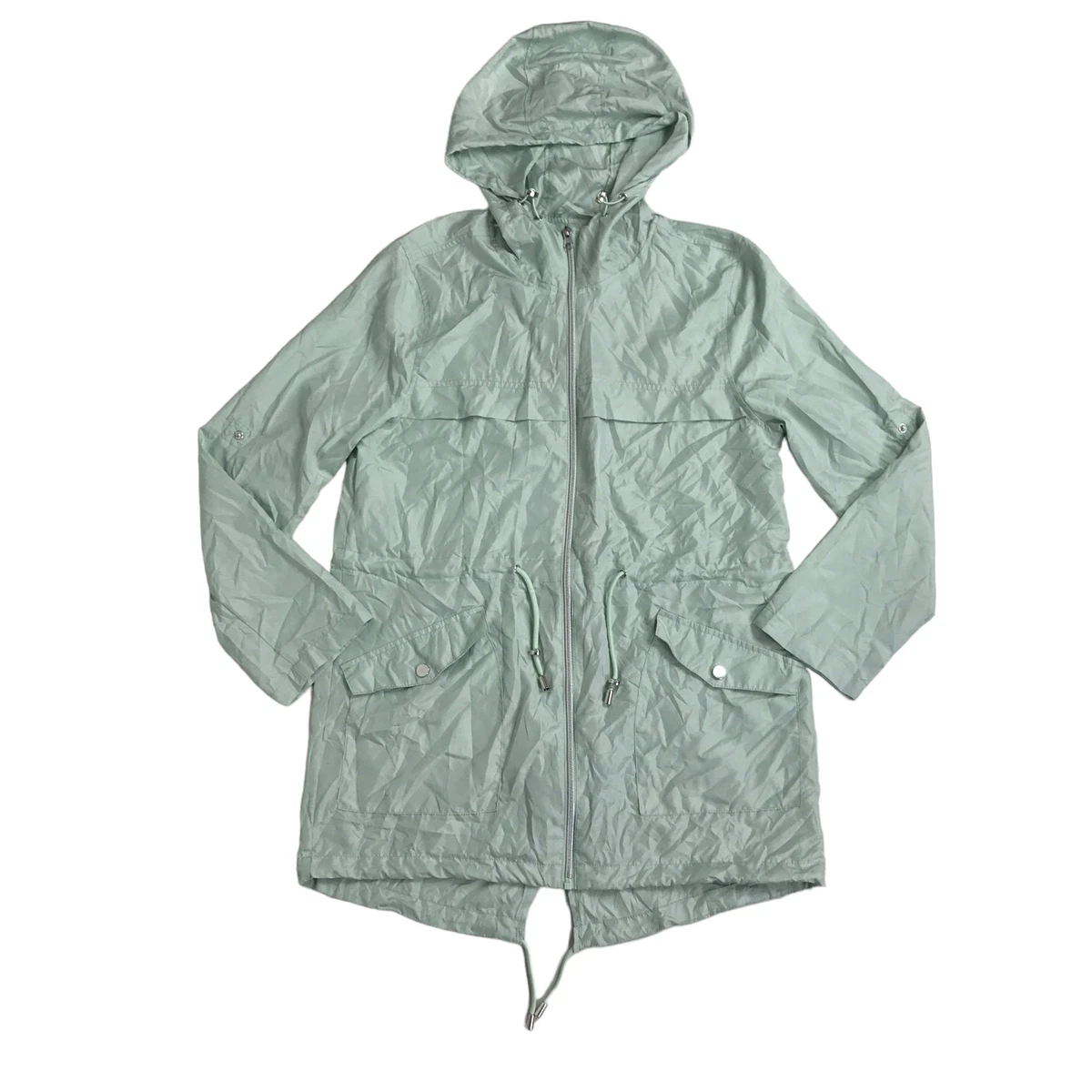 Primark Ladies Raincoat Jacket Parka Blue Size XS Packable Hooded Lightweight