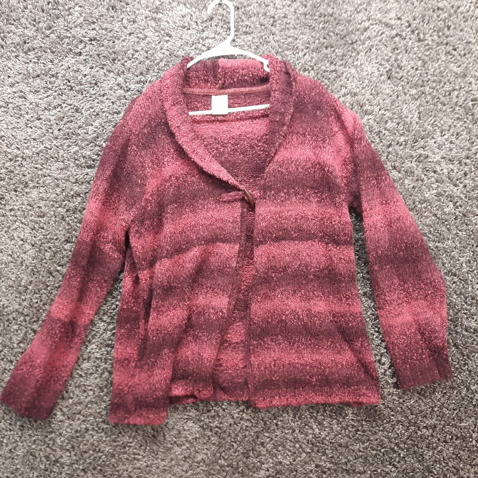 Blair Sweater Women Large Magenta Wool Blend Open Cardigan Striped