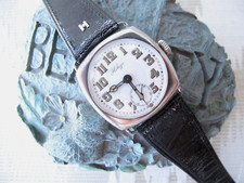 VINTAGE HELEGA SILVER MILITARY WRIST WATCH, CUSHION, 1920-30
