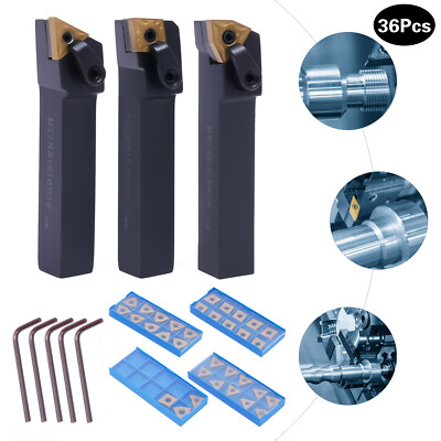 5/8'' 36PCS Indexable Carbide Lathe Turning Tool Insert Holder Bit Set New