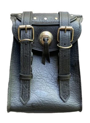 New Motorcycle Saddle Bag Tour Master Black Leather Belt Storage Travel Bike