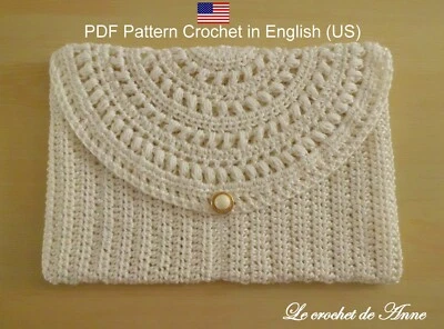 PDF Pattern Download in English US - Crochet Pouch embellished with a lacy flap  - Photo 1/4