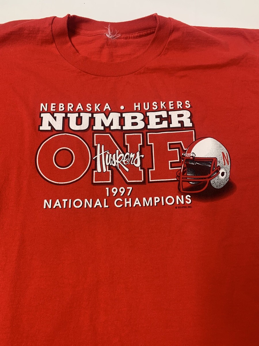 VINTAGE 90s NEBRASKA HUSKERS 1997 Football NATIONAL CHAMPIONS T 