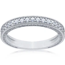 1/2ct   Diamond Wedding Ring 14K White Gold Womens Stackable Band