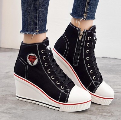high heel wedge trainers