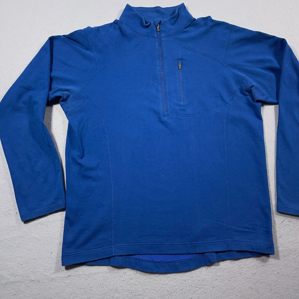 Camisa Pullover Mountain Hardwear Hombre Grande Azul Algodón Orgánico Cuarto Cremallera Foto 2 de 4