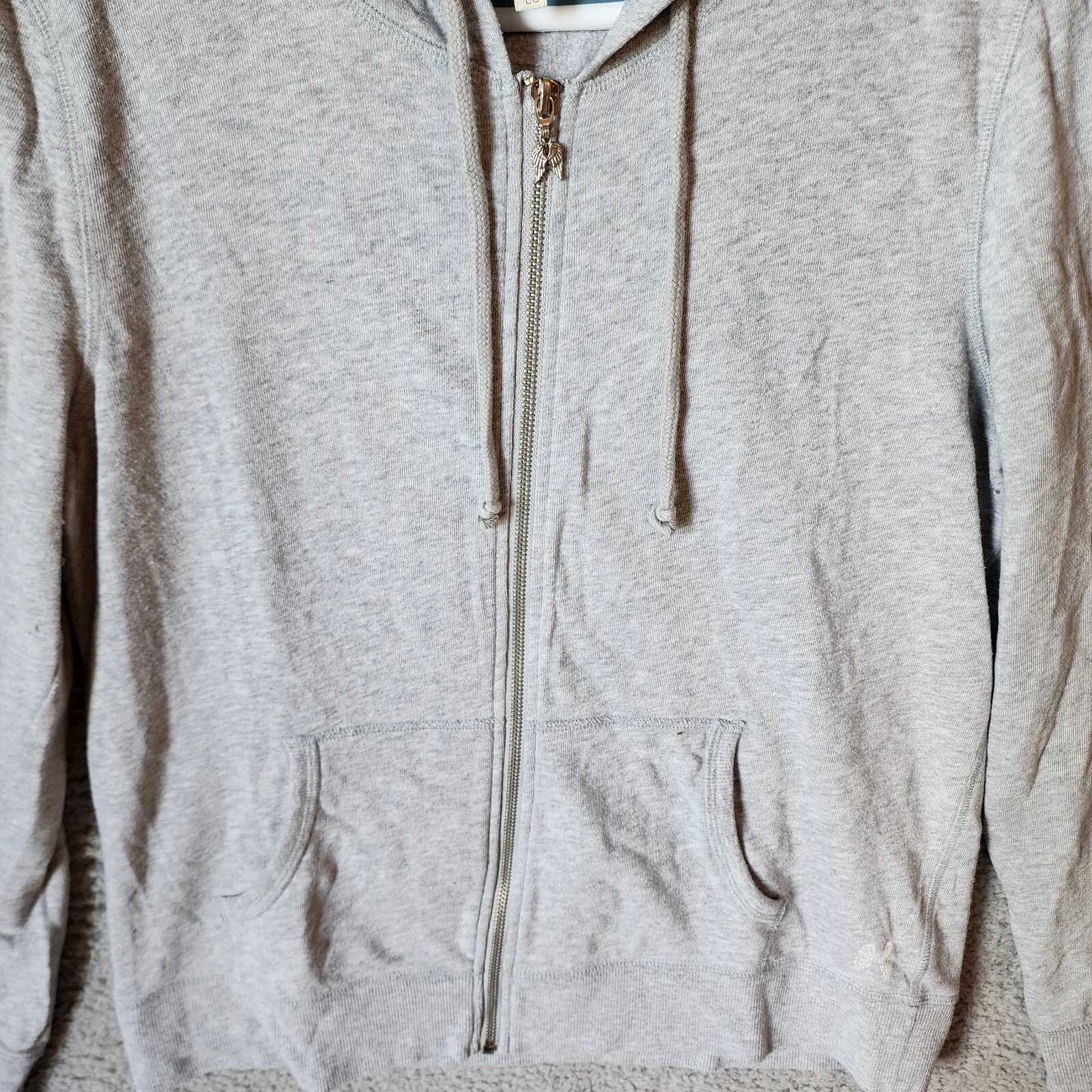 UNDERCOVER Victoria's Secret NYC Angels Felpa con cappuccio e zip da donna paillettes Bling Spellout Grigio L