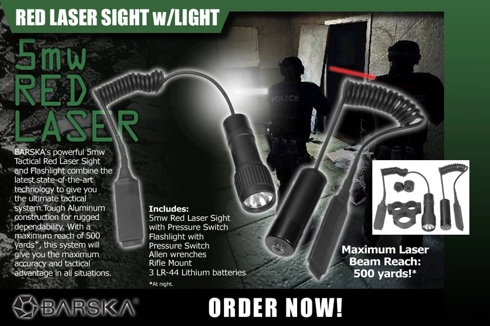 Barska Tactical Red Dot Laser Sight w/ Flashlight & Mount For Scope, AU11005 - Image 3 of 3