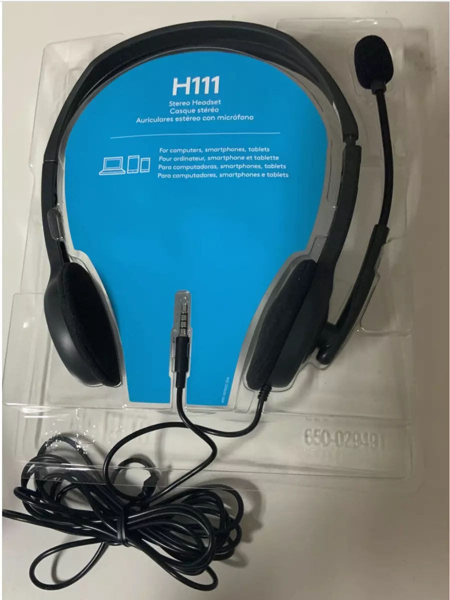 Wired 3.5mm H111 Stereo 97855114976 eBay Headset Logitech | Black Mic