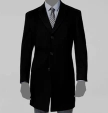 $350 Kenneth Cole Men's Black Wool Blend Overcoat Coat Jacket Size 40R