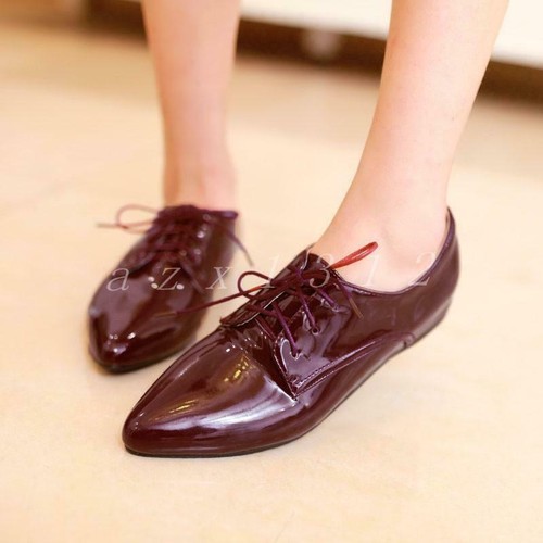 Ladies Pointy Toe Lace Up Formal Flats 