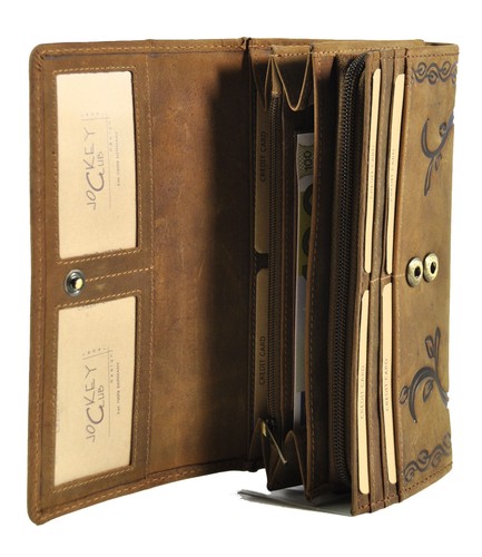 echt Leder Damen Geldbörse lang Jockey Club Kolibri Smartphonefach RFID Schutz - Bild 5 von 5