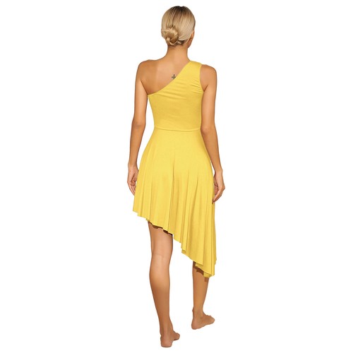 Women's Sheer One Should Ballet Dance Dress Lyrical Leotard Asymmetrical Costume - Picture 92 of 115