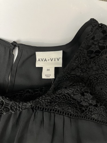 Ava & Viv Women Top Blouse Plus 3XL Round Neck With Crochet Details Flare Sleeve - Picture 7 of 12