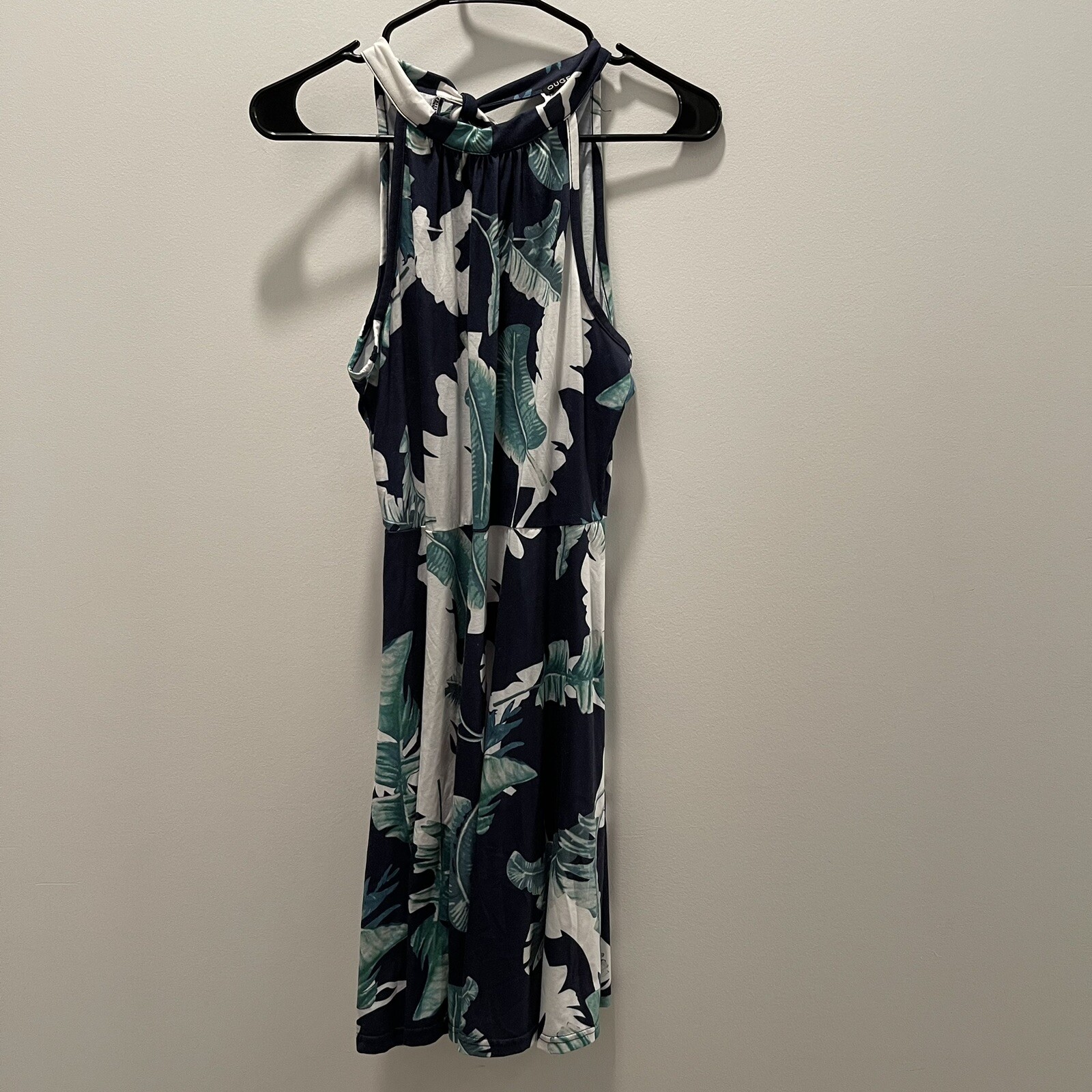 Ouges Dress Floral Blue Green White Halter Tie Sl… - image 2