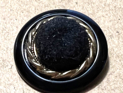 Unique Realistic Plastic and FELT HAT Button w Gold Color Band 7/8  Faux Fur