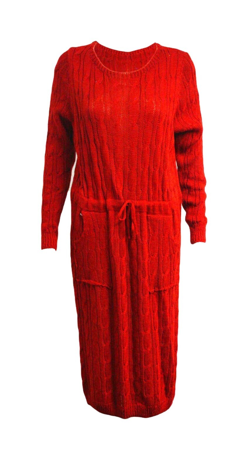 Mujer de Ochos Midi Vestido Punto Manga Larga Bolsillo Corbata Con Fiesta 8-14