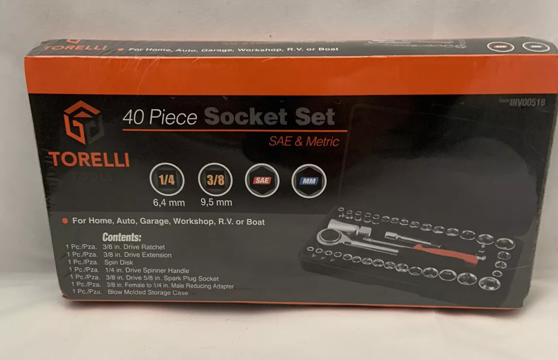 Torelli Tools 40 Piece Socket Set with Case SAE Metric