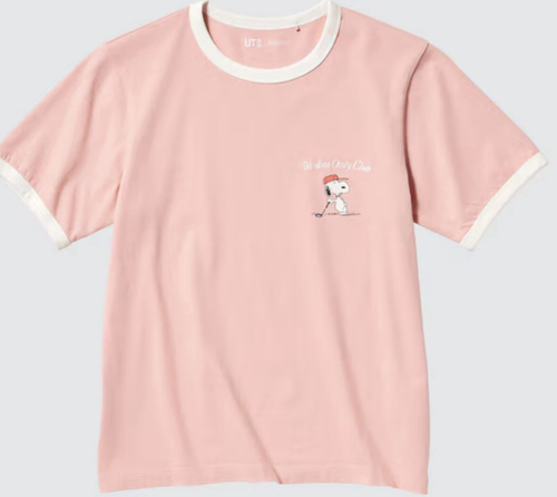 US seller- CA-Uniqlo x Peanut UT Club Pink Women Tee embroidered summer 471135 - Picture 2 of 5