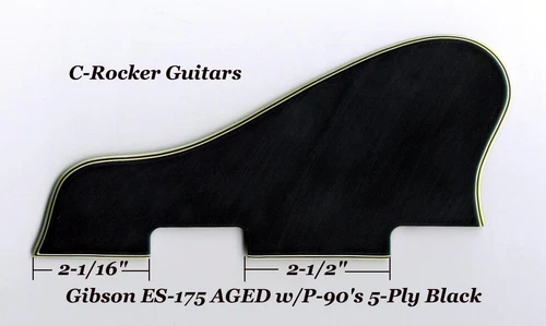 ES-175 Pickguard & Mounts AGED W/P-90's 5-ply Black for Vintage Gibson Project 