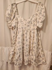 H&M Linen Blend Floral Dress Size XXL NWT COTTAGECORE Coquette Twee Lavendar