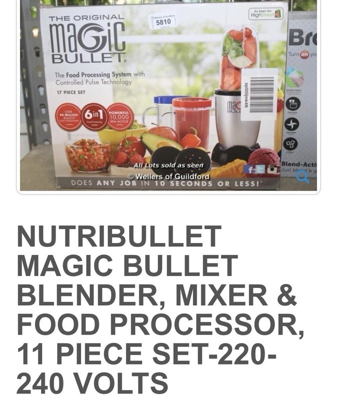 Magic Bullet Original Personal Blender 200W 220-240V 11pc 18oz Blend Chop