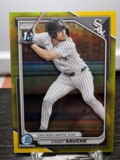 2024 Bowman Draft #BDC-33 Casey Saucke Chrome Yellow Refractor #/75
